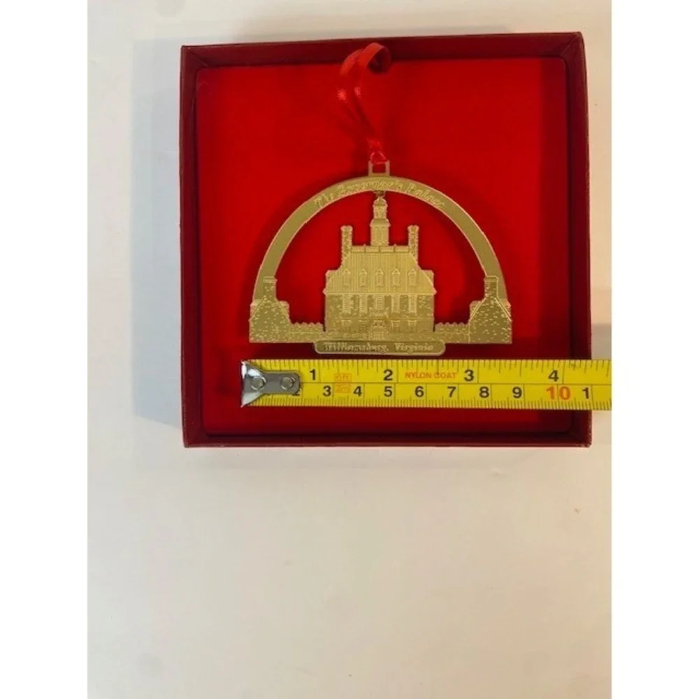 Williamsburg Virginia Governor's Palace Brass Christmas Ornament in Box Gold